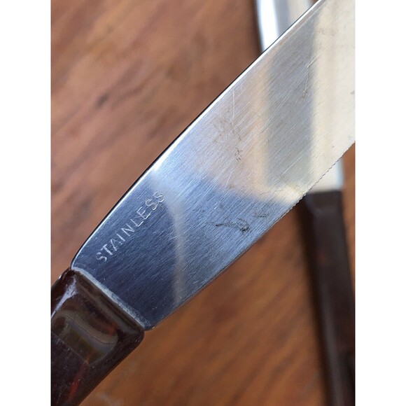 Stanhome Bakelite Kitchen Table Knives Stainless Steel Set of 6 Vintage - Picture 6 of 9